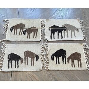 Vintage handwoven Egyptian wool tapestries Wall Decor or placemats  Set Of 4